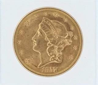 1857 - S Liberty Gold $20 Icg Ms63 Lists For $8500 Gem Look Shipwreck Coin