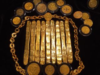Atocha (1) 1622 Gold Finger Bar 22k Plated Pirate Gold Coin Treasure Bar Escudos