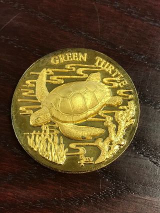 Longines Symphonette 24k Gold Electro Plated On Sterling Green Turtle Coin