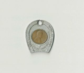 1911 - S Encased Cent Never Go Broke Lincoln Penny Good Luck Horseshoe