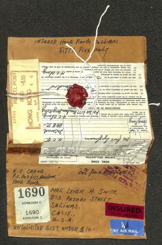 Kowloon Hong China Meter Mail Parcel Post Insured Airmail Customs Cover 1964