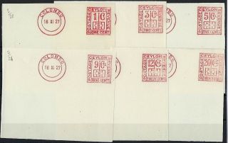 Ceylon 1927 Group Six Different Red Meter Mail Proofs