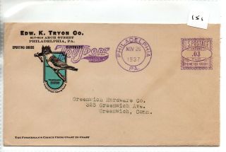 United States (151) Meter Mail 1937 - Ek Tryon Fishing Tackle - Pmk Philadelphia