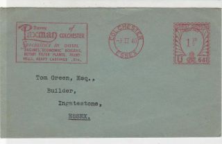 Great Britain 1940 Davey Paxman Specialists Slogan Meter Mail Cover Ref 32558