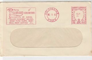 Great Britain 1940 Davey Paxman Colchester Slogan Meter Mail Cover Ref 32559