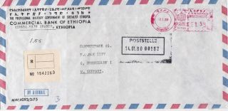 Ethiopia 1980 Comm Bank Ethiopia To Commerzbank Meter Mail Stamp Cover Ref 29949
