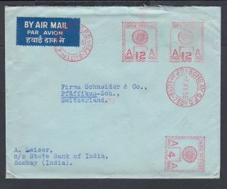 India 1952/5 Two Meter Mail Covers Bombay To Pfaffikon Switzerland