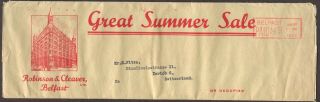 Uk Ireland 1930 1/2d Meter Mail Marking On Wrapper Belfast To Zurich Switzerland