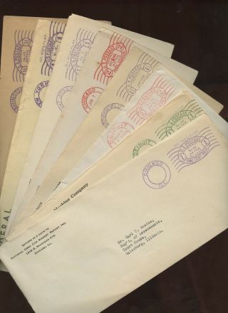 8 Postal Us Postage Permit Meter Mail Covers P.  L.  & R.  1920s - 1930s