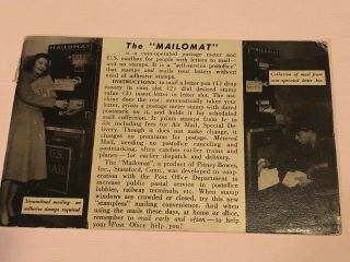 1951 The Mailomat Meter Mail Advertising Postcard Mount Vernon Ny Ronson Lighter
