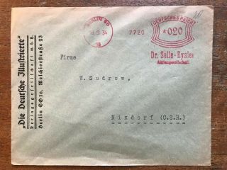 German 1934 Berlin Meter Mail Commercial Cover - Ref265