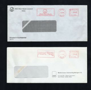 Malta Postal History Meter Mail Nos Pb 84,  85