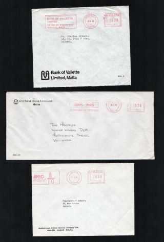 Malta Postal History Meter Mail Nos Pb 70,  71,  72