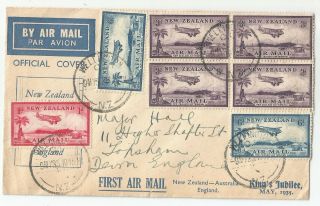 Zealand Australia Uk First Air Mail 1935 King 