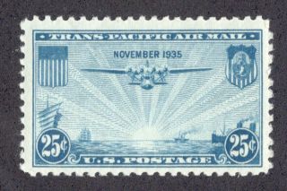 Oas - Cny 3826 Air Mail 1935 Scott C20 $0.  25 Pacific Clipper Hinged Vf
