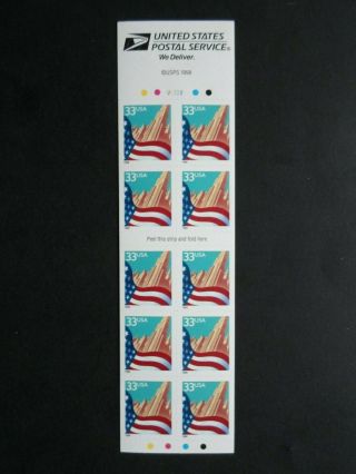 Flag Over City - Cat 3278j Ten 33 Cent Never Folded Booklet Mnh Plt V2222