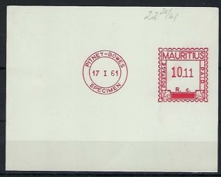 Mauritius 1961 Pitney Bowes Specimen Meter Mail Strike On Piece