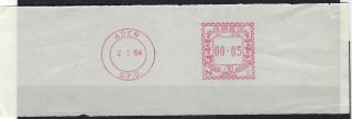 Aden 1964 Red Meter Mail Proof Strike On Piece