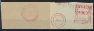 Ceylon 1931 Official Paid Trial Cancel And 1951 Meter Mail Proof