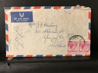 1954 Malaya Penang Meter Mail Cover To Scotland - Ref215