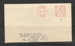 Gb Edv111 Meter Mail,  1d,  London To Edinburgh,  Scarce