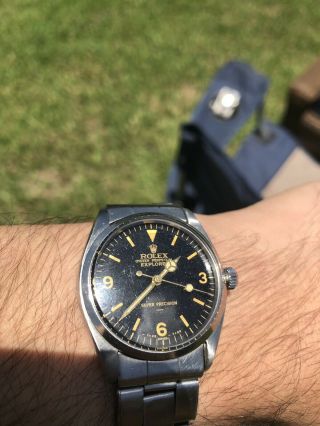 Vintage 1961 Rolex Explorer 5500 Precision Double Stamped T 25 Gilt Dial
