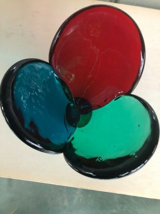 Rare Blenko Tri - Color Art Glass Bowl 5831,  Produced Only In 1958