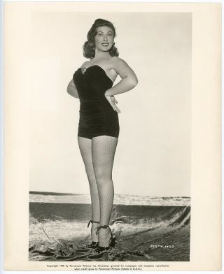 Voluptuous Pin - Up In Fishnet Stockings Paulette Goddard Vintage 1949 Photograph