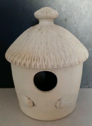 W J Gordy Pottery Beige Color Birdhouse 8 " H X 4 3/4 " W