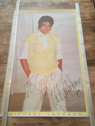 Rare Michael Jackson Autograph Signed 1983 Thriller Publicity Poster